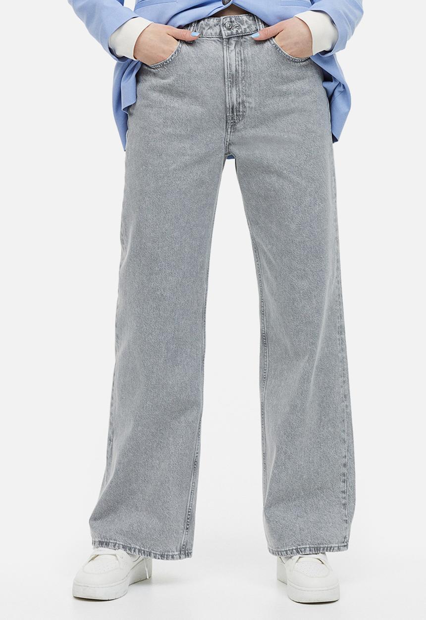 H&M - Wide high jeans - light grey 