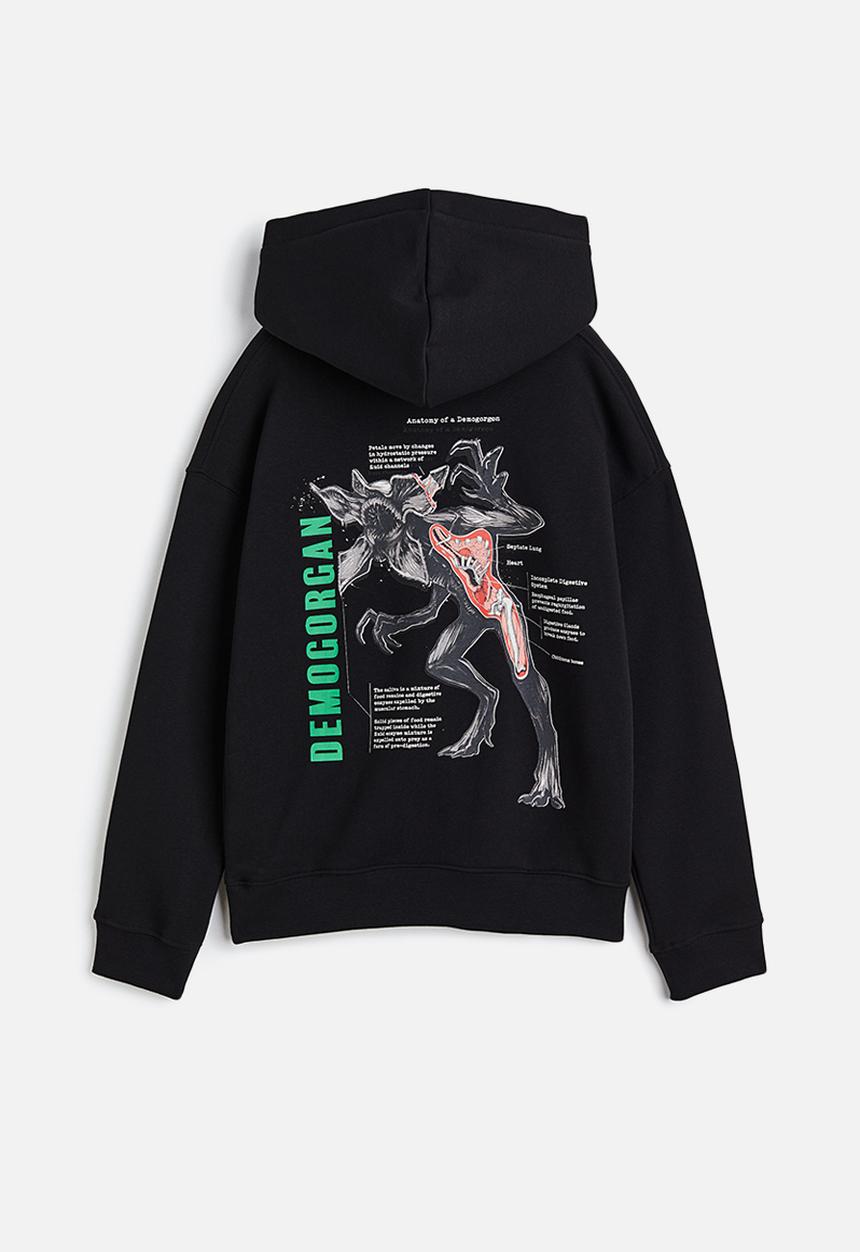 H&M - Oversized printed hoodie - black/stranger things