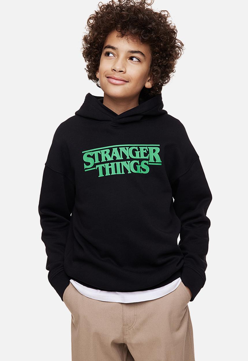 H&M - Oversized printed hoodie - black/stranger things