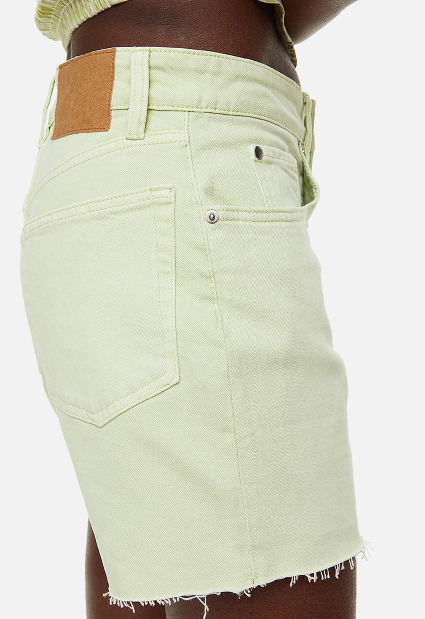 H&M - High waist denim shorts - light green