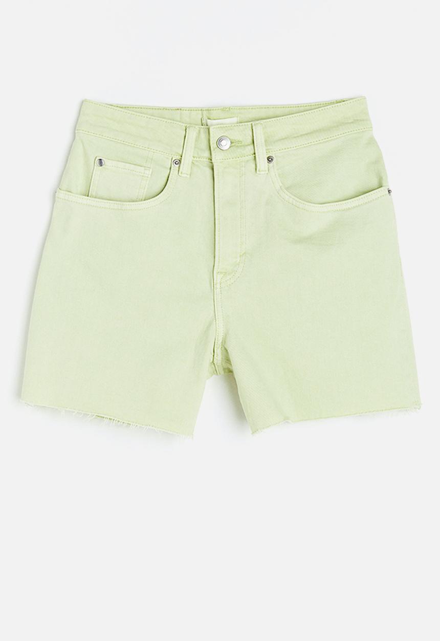 H&M - High waist denim shorts - light green