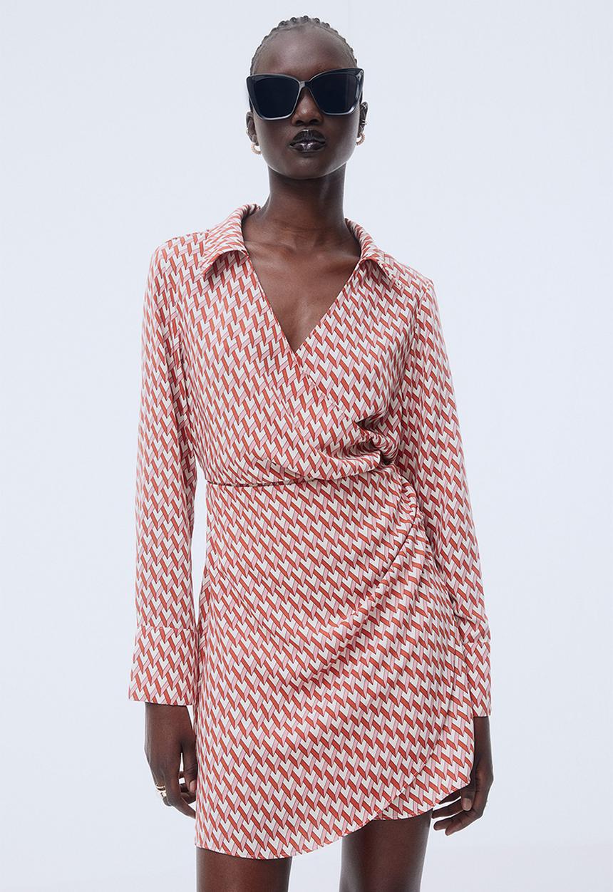 H&M - Wrap dress - red/patterned 