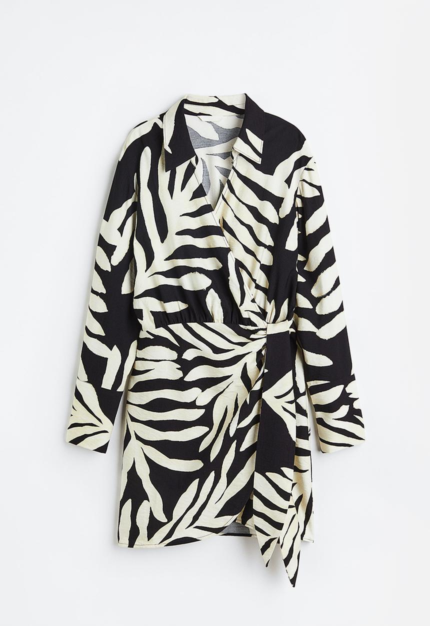 H&M - Wrap dress - black/patterned