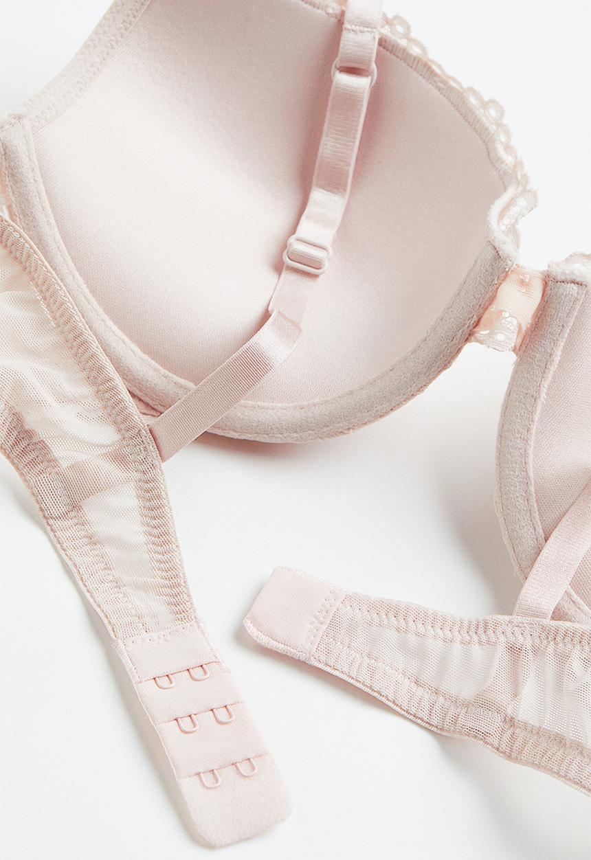 H&M - Lace push-up bra - powder pink 