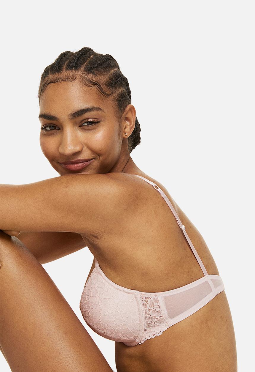 H&M - Lace push-up bra - powder pink 