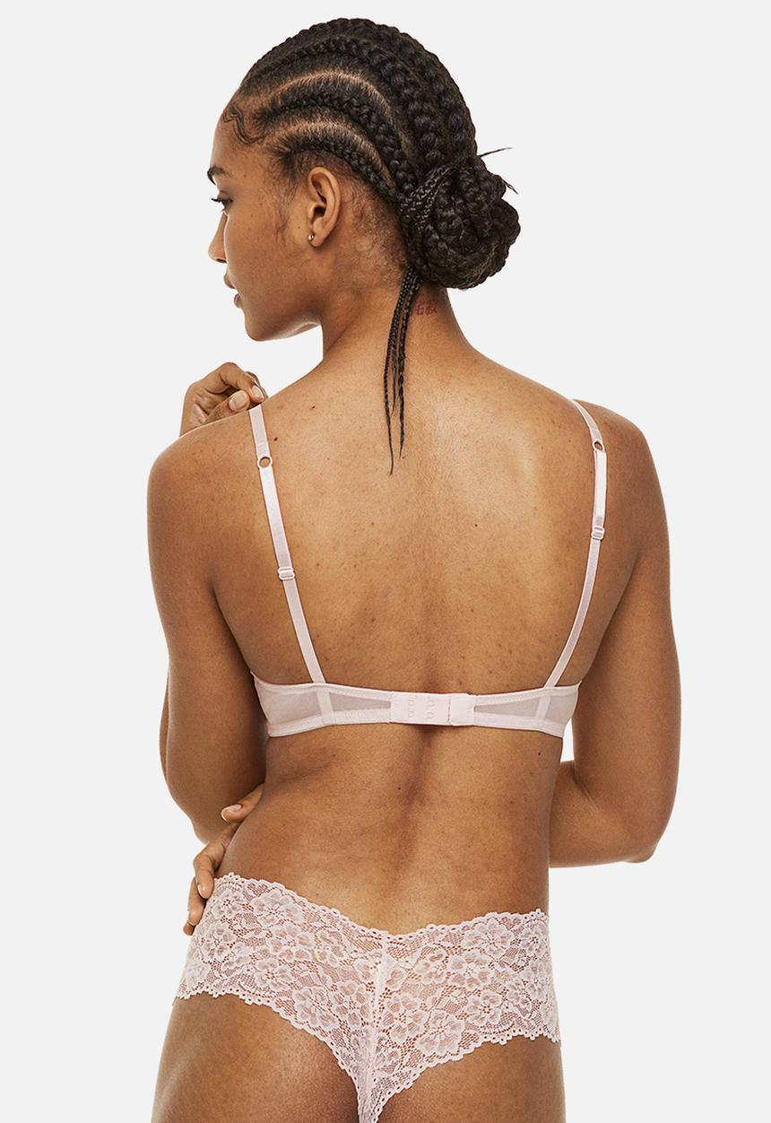 H&M - Lace push-up bra - powder pink 