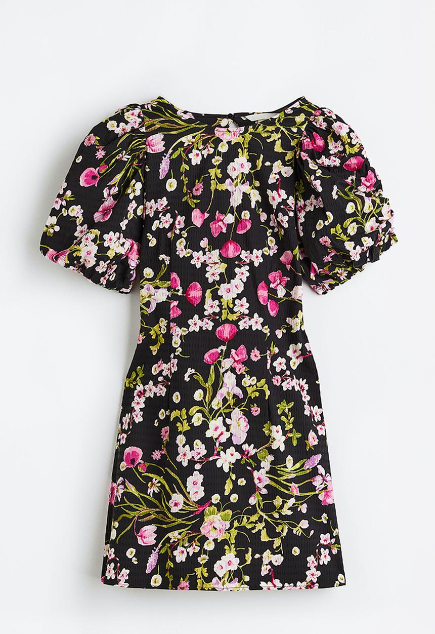 H&M - Open-backed dress - black/floral