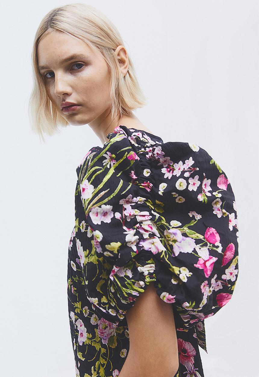 H&M - Open-backed dress - black/floral