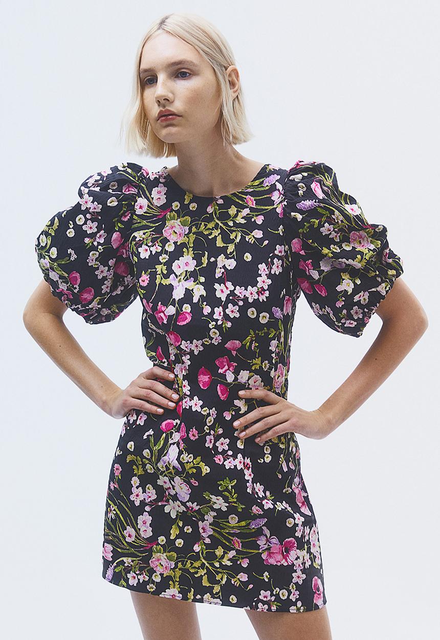 H&M - Open-backed dress - black/floral