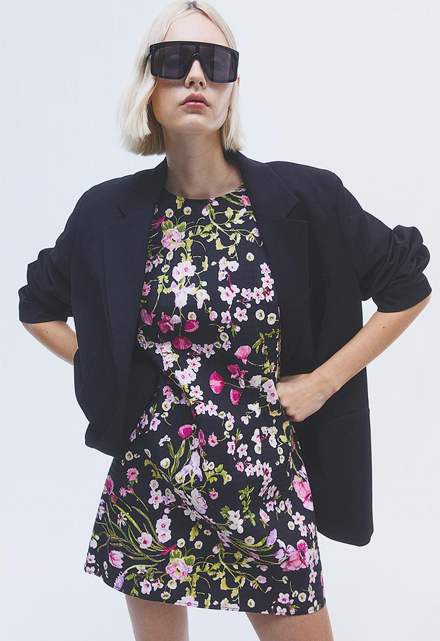 H&M - Open-backed dress - black/floral
