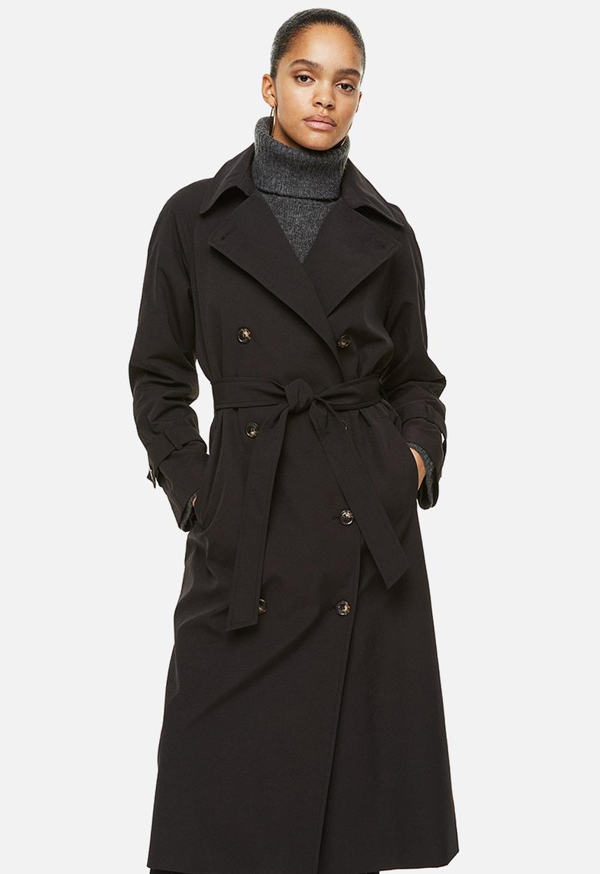 H&M - Double-breasted trenchcoat - black