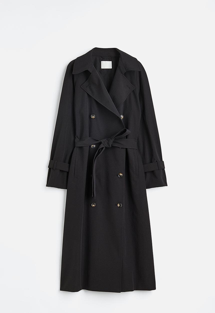 H&M - Double-breasted trenchcoat - black