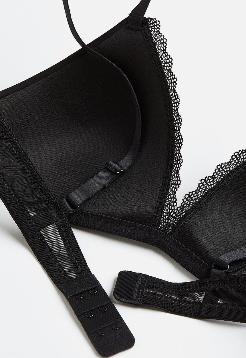 H&M - 2-pack jersey non-wired bras - black / white 