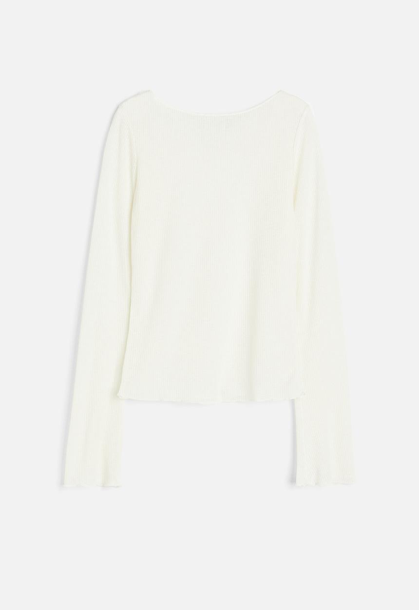 H&M - Sheer ribbed top - white