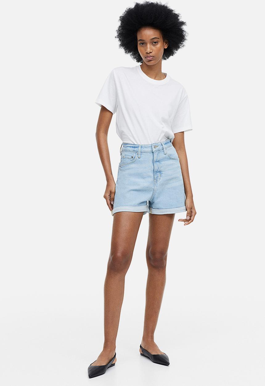 H&M - Mom ultra high denim shorts - light denim blue