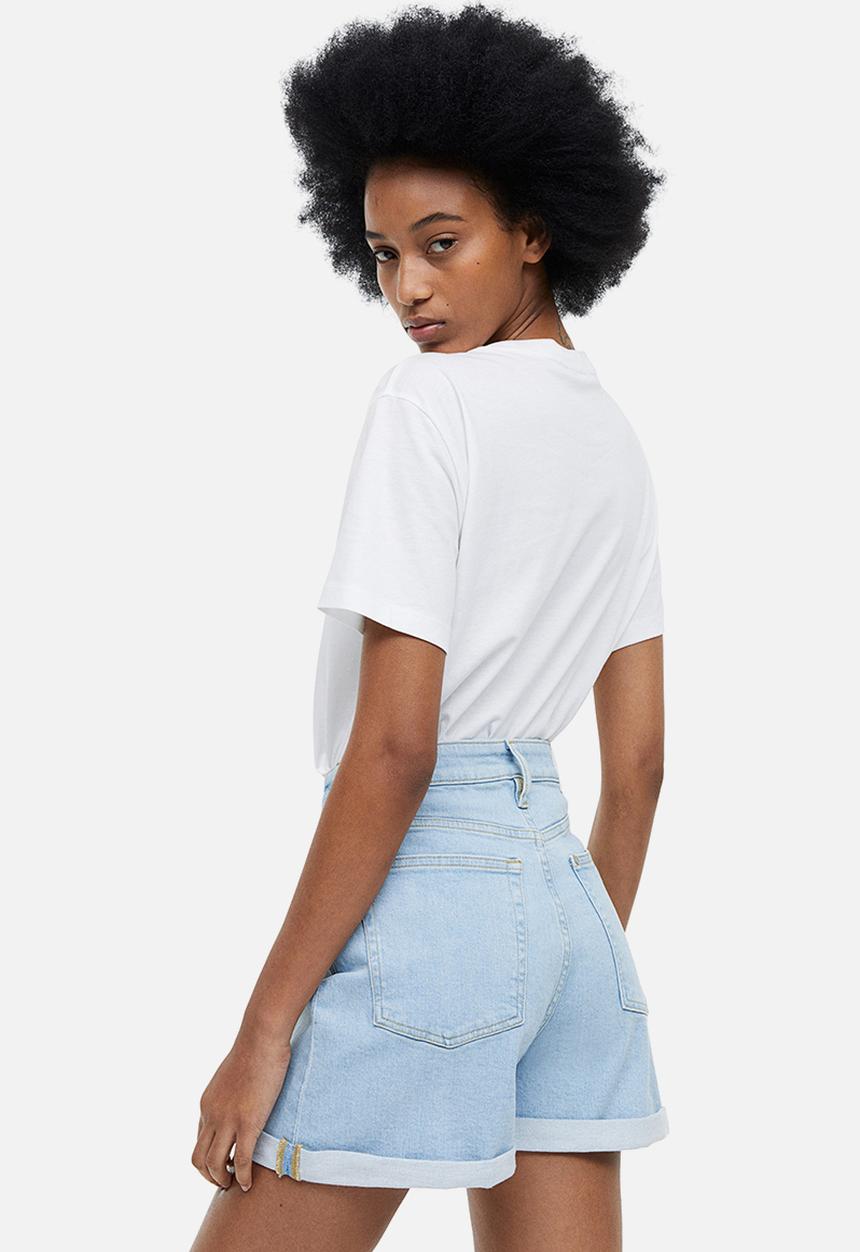 H&M - Mom ultra high denim shorts - light denim blue