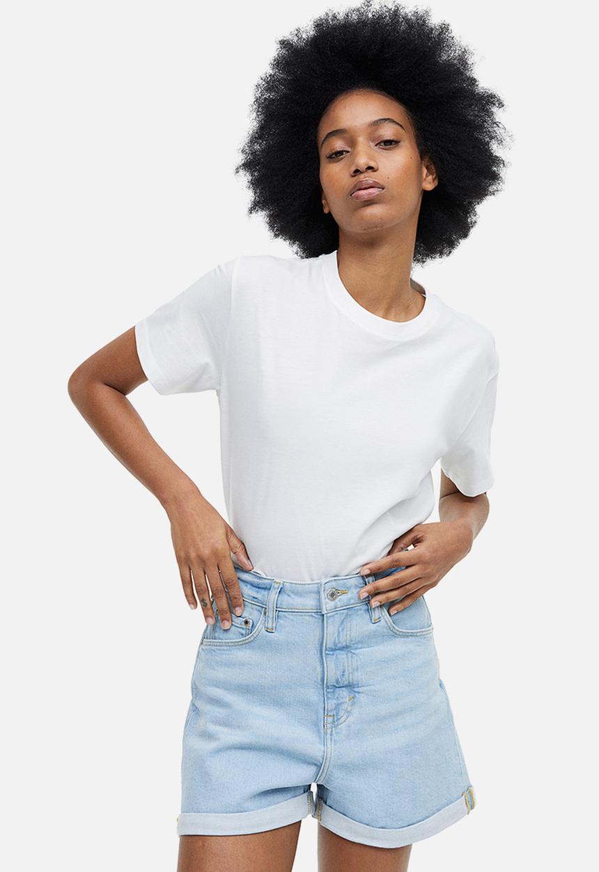 H&M - Mom ultra high denim shorts - light denim blue