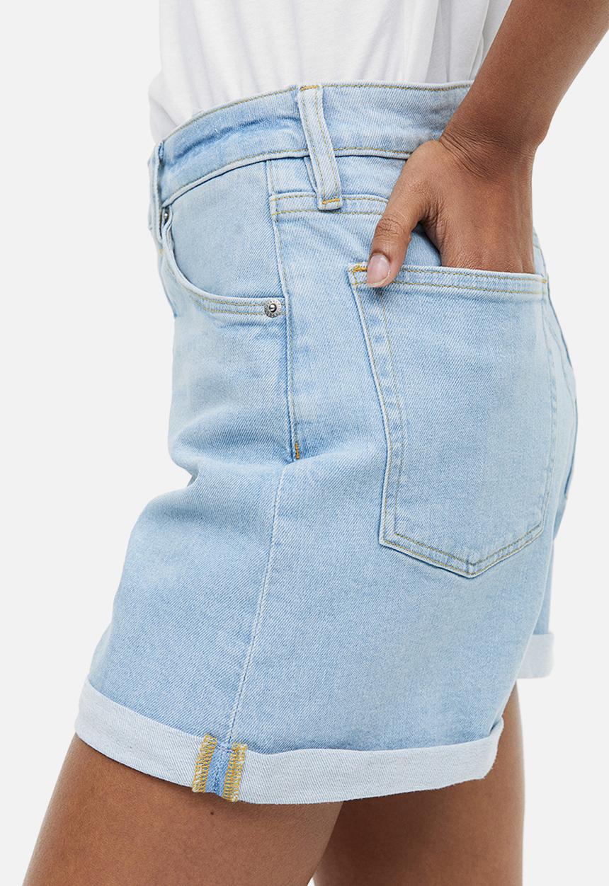 H&M - Mom ultra high denim shorts - light denim blue