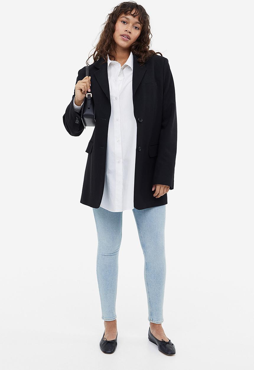 H&M - Mama before & after low-waisted twill trousers - light denim blue 