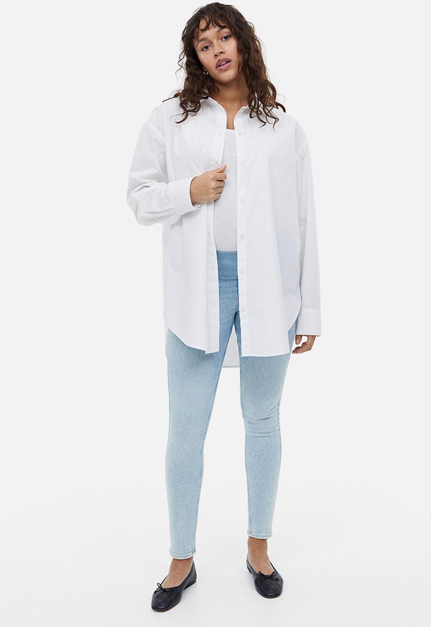 H&M - Mama before & after low-waisted twill trousers - light denim blue 