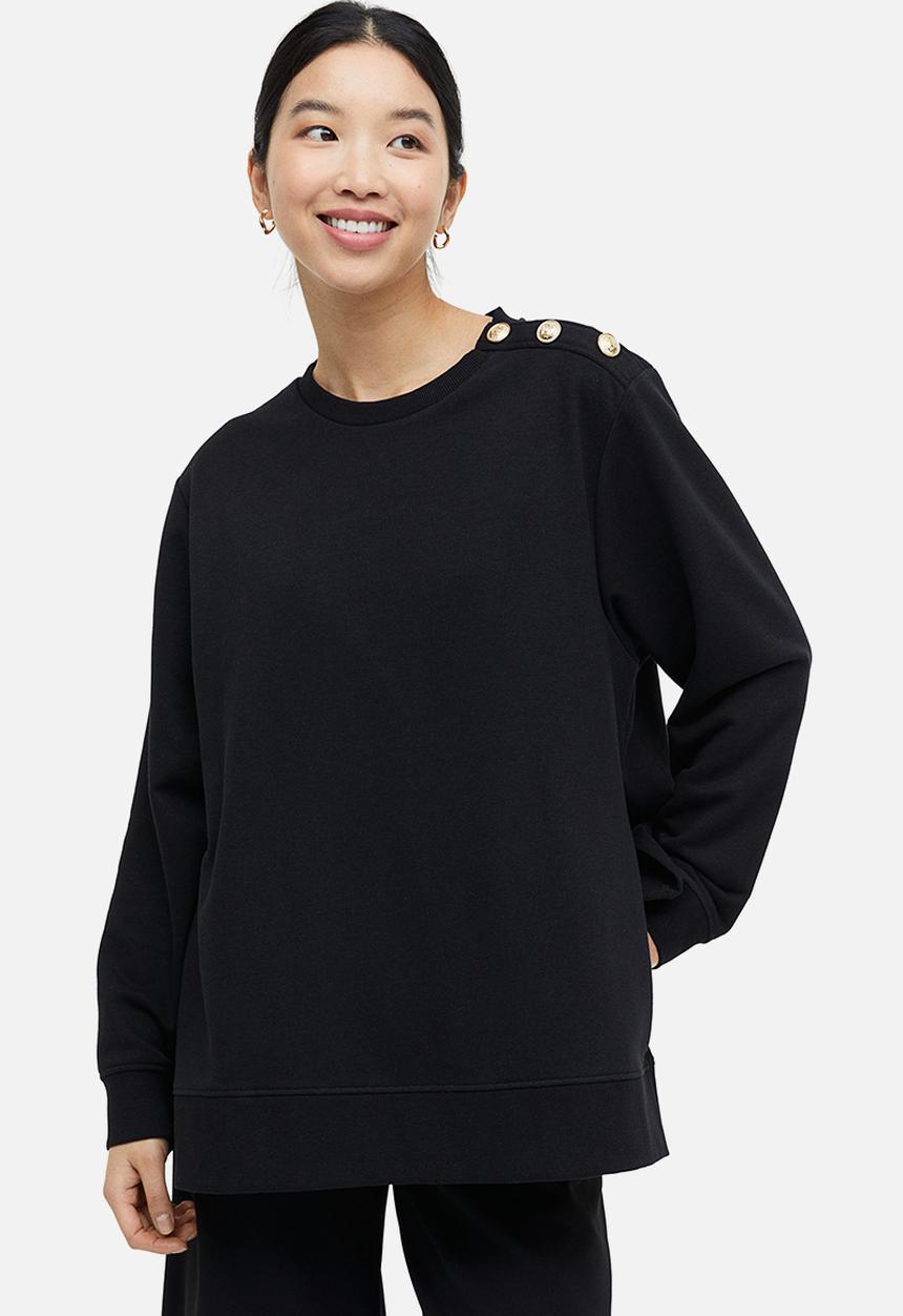 H&M - Mama button-detail sweatshirt - black