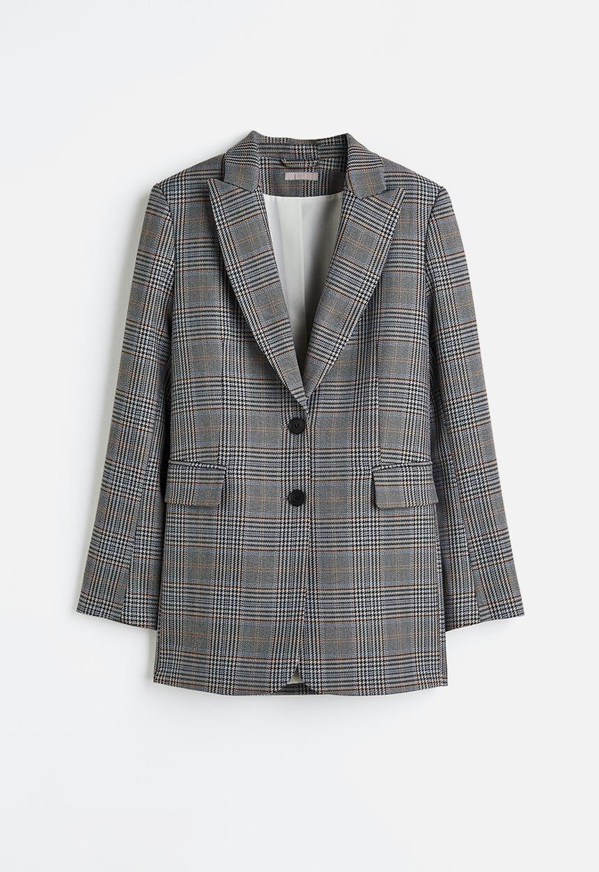 H&M - Single-breasted blazer - grey / checked