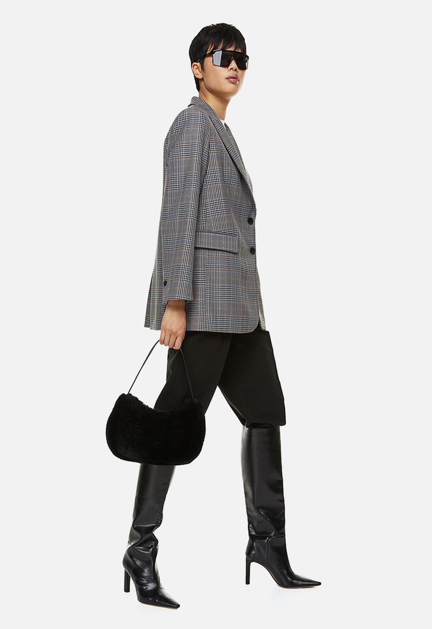 H&M - Single-breasted blazer - grey / checked