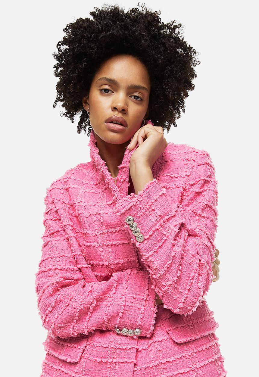 H&M - Textured-weave blazer - pink