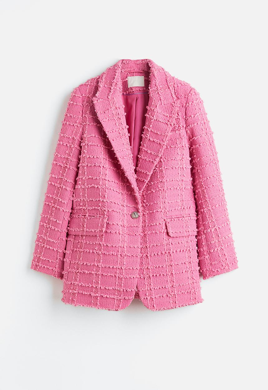H&M - Textured-weave blazer - pink