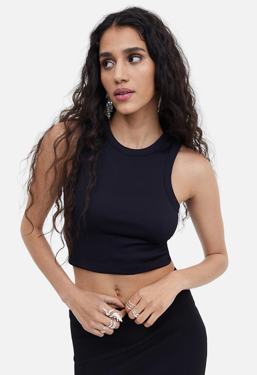 H&M - Cropped vest top - black