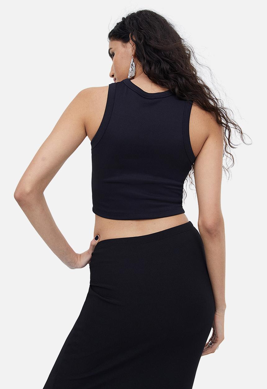 H&M - Cropped vest top - black
