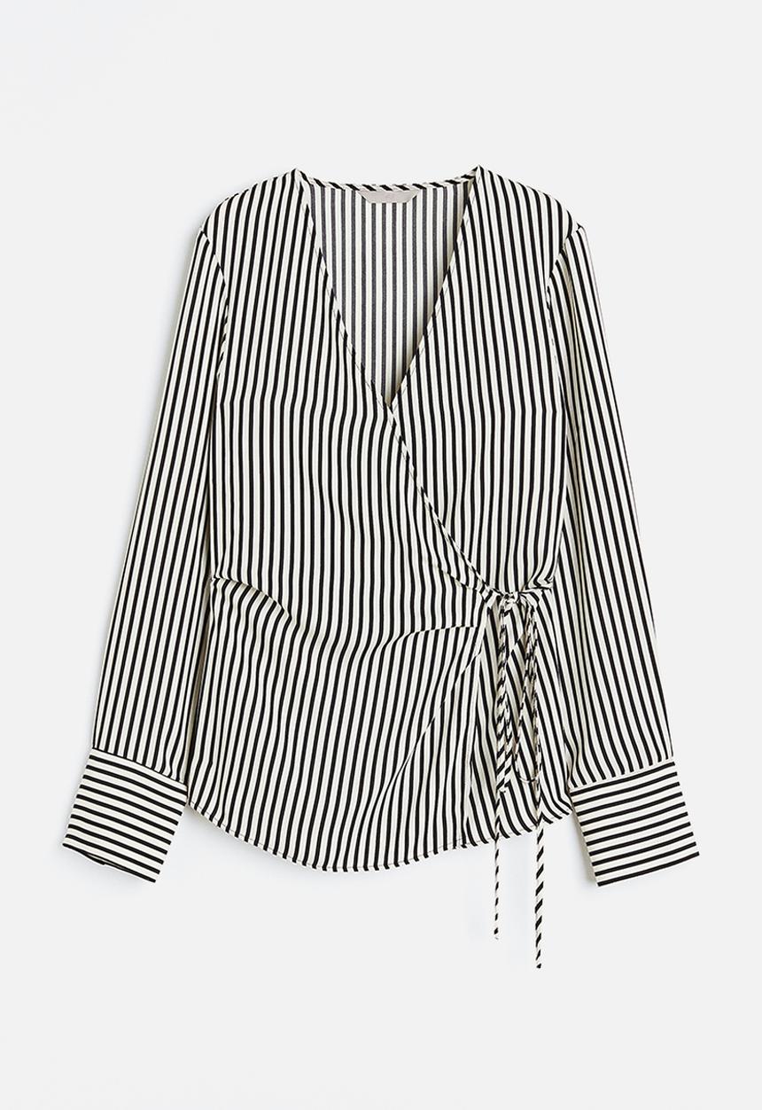 H&M - Wrap blouse - cream/striped