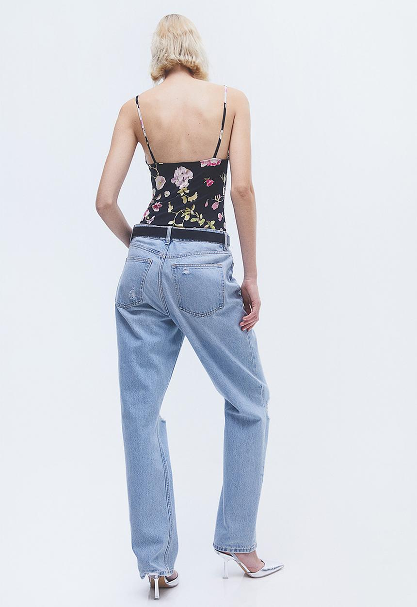 H&M - Gathered thong body - black/floral