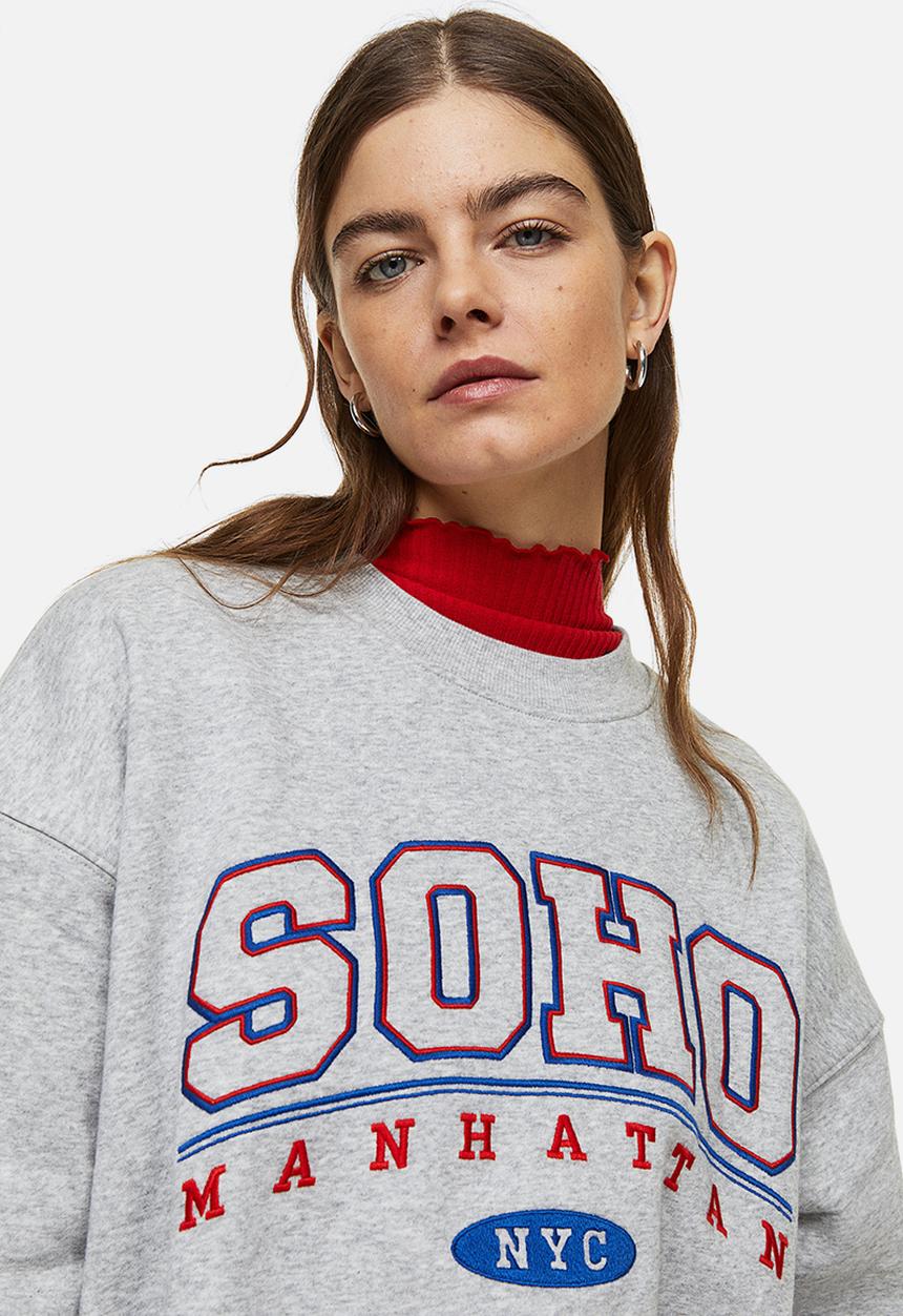 H&M - Printed sweatshirt - light grey marl/soho 