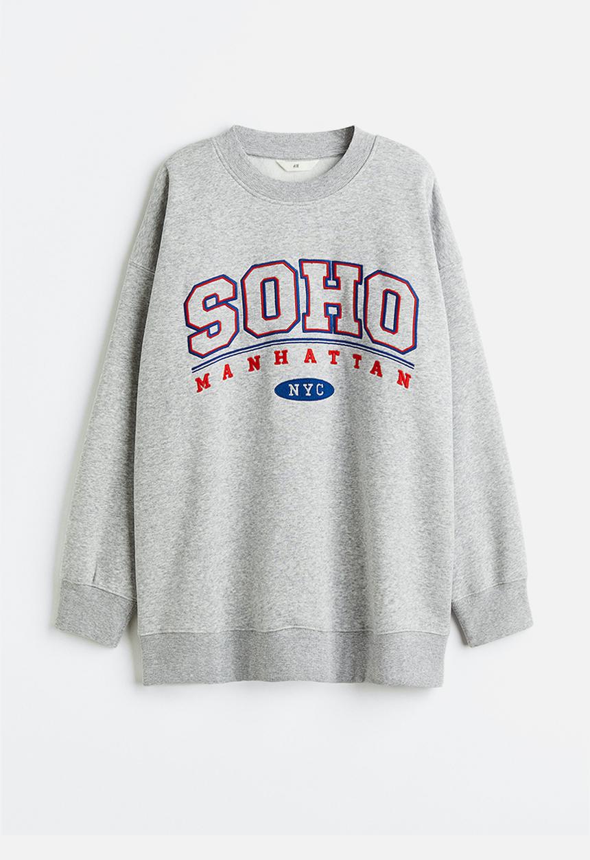 H&M - Printed sweatshirt - light grey marl/soho 