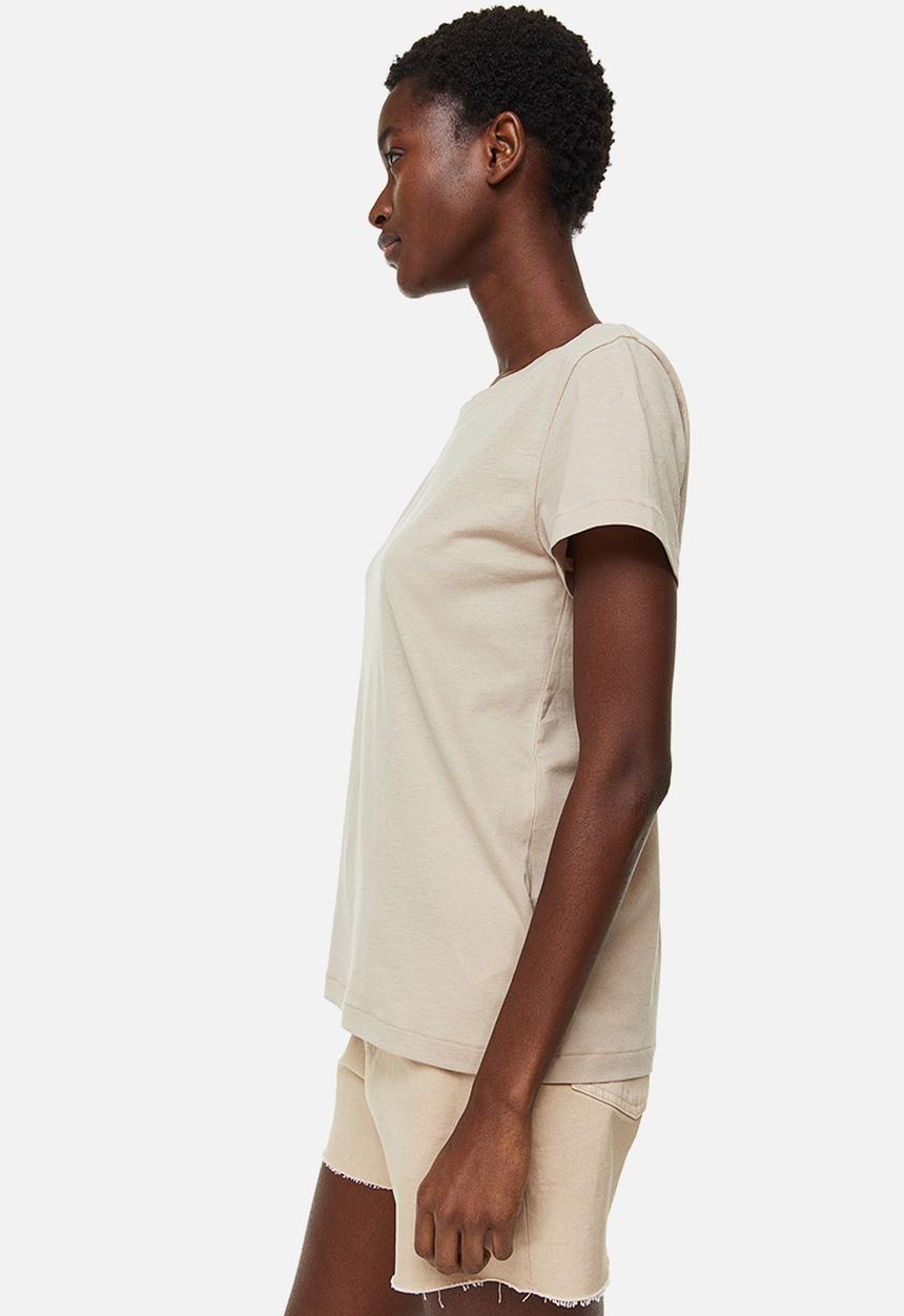 H&M - Cotton t-shirt - light beige 
