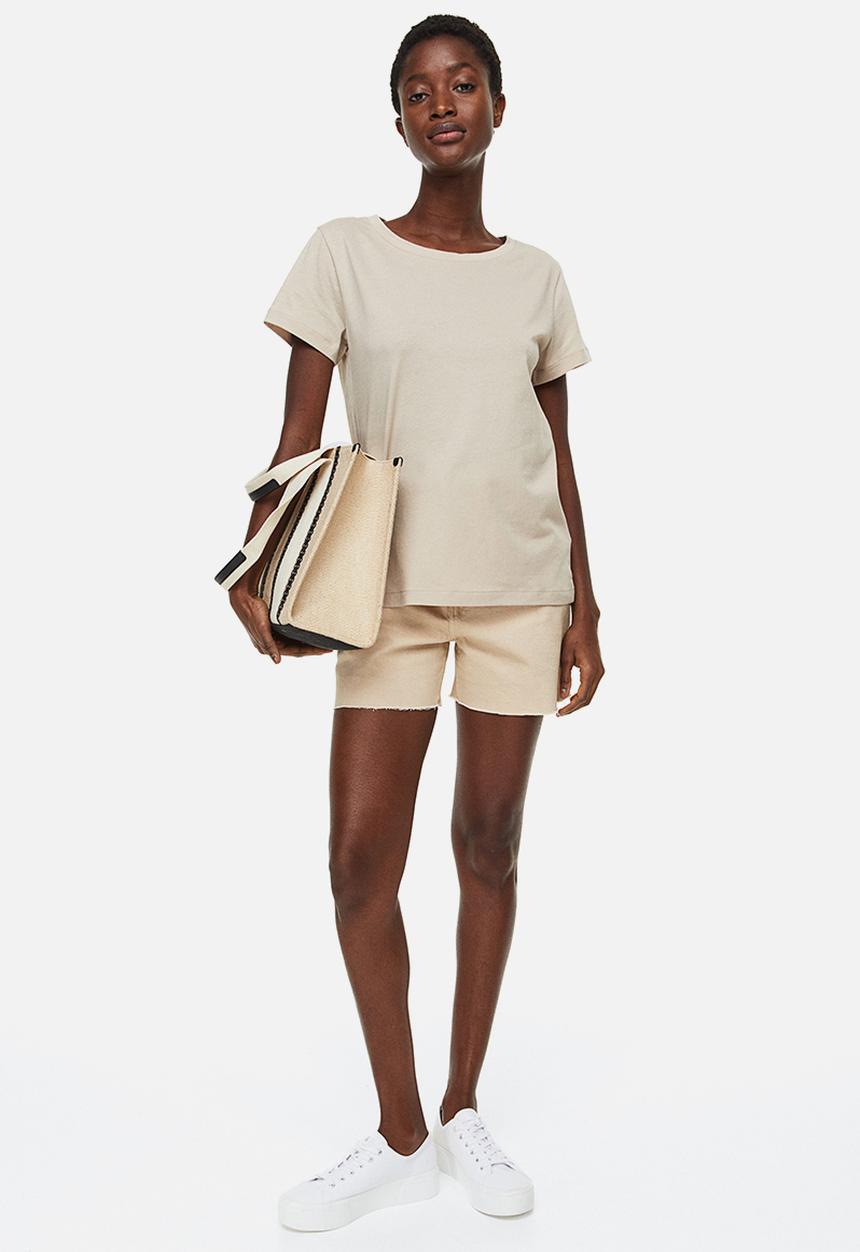 H&M - Cotton t-shirt - light beige 