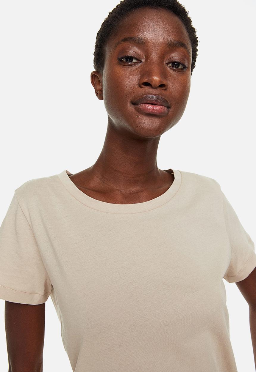 H&M - Cotton t-shirt - light beige 