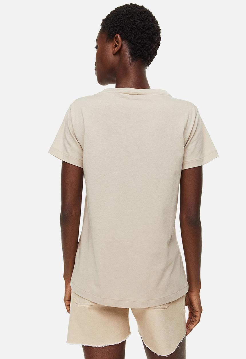 H&M - Cotton t-shirt - light beige 