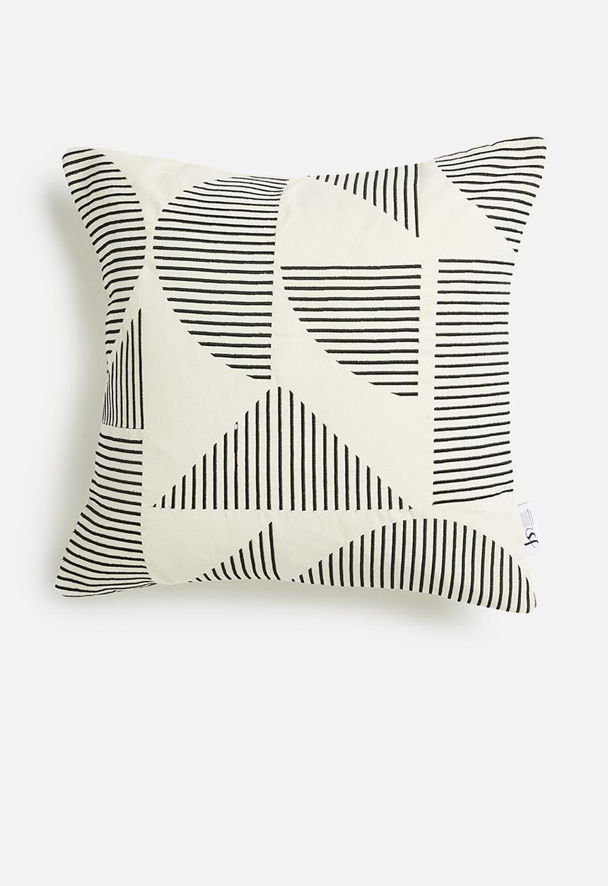 Sixth Floor - Tanok embroidered cushion cover - black