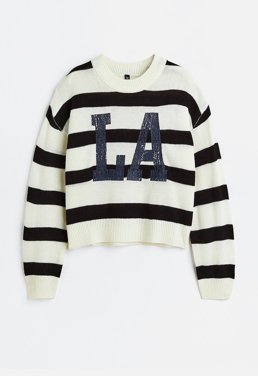 H&M - Jumper - black/striped