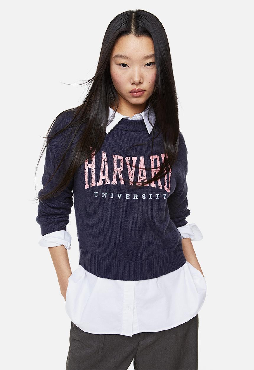 H&M - Motif-front jumper - dark blue/harvard university