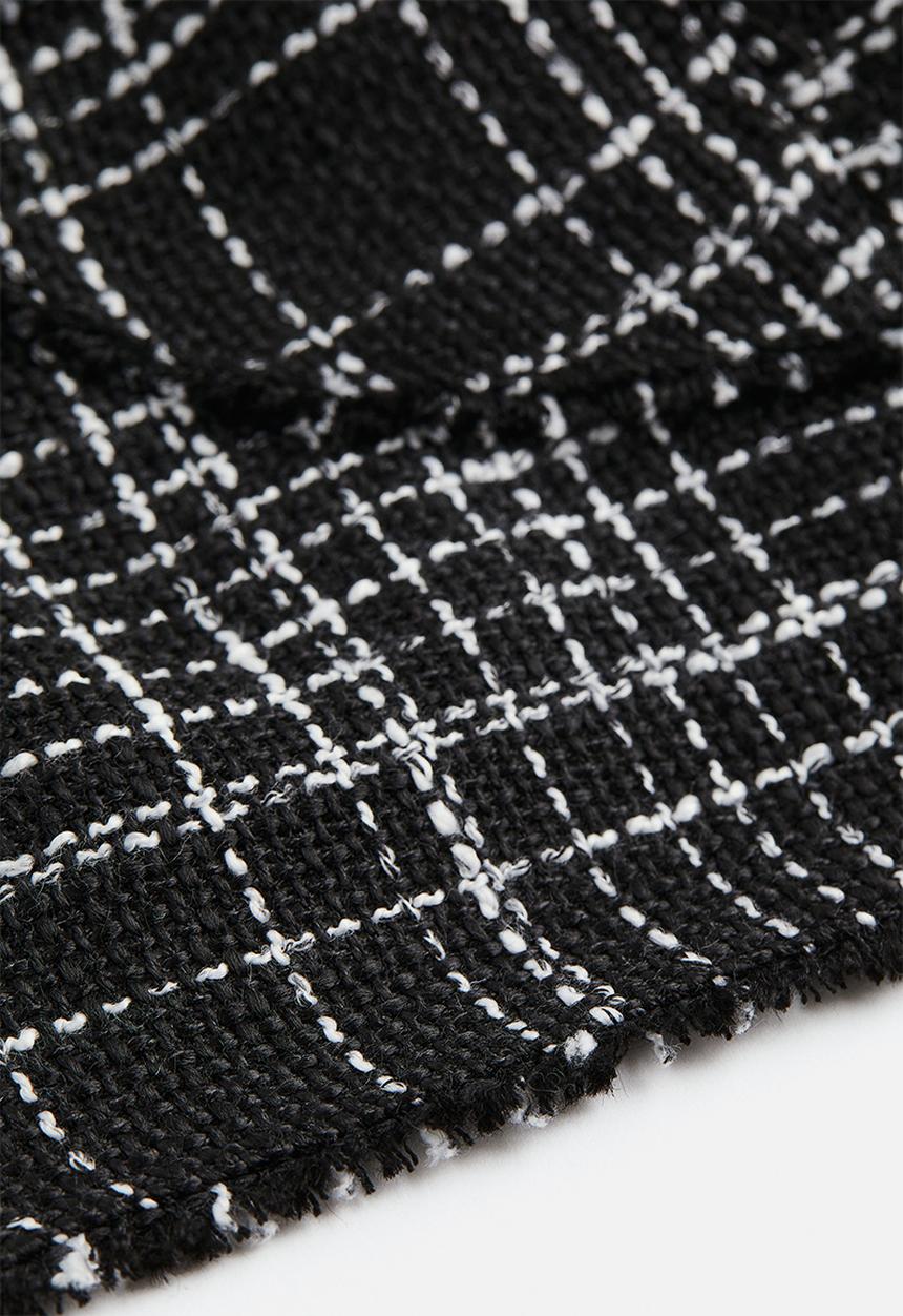 H&M - Fringe-trimmed crop top - black/checked