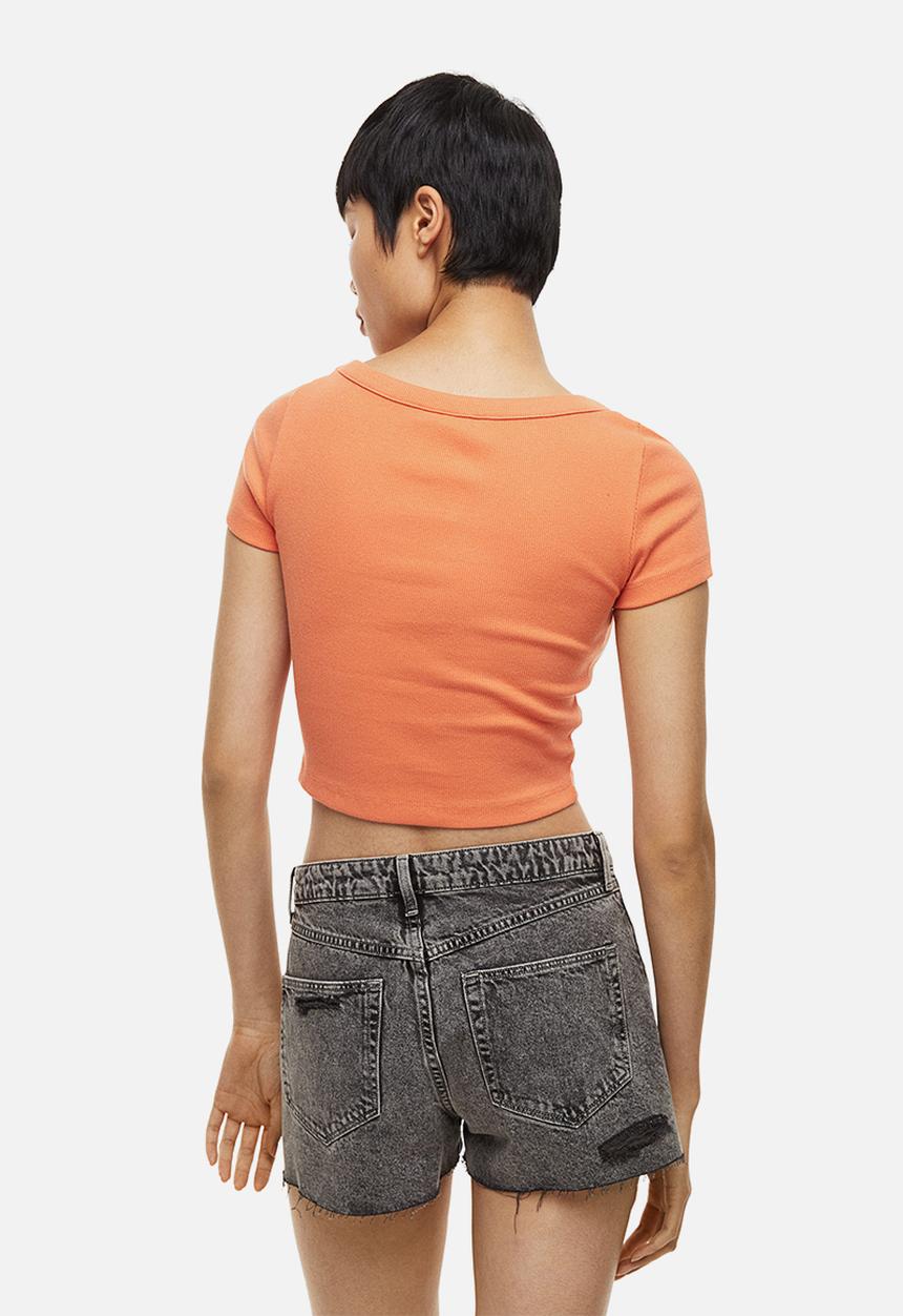 H&M - Ribbed cotton top - orange