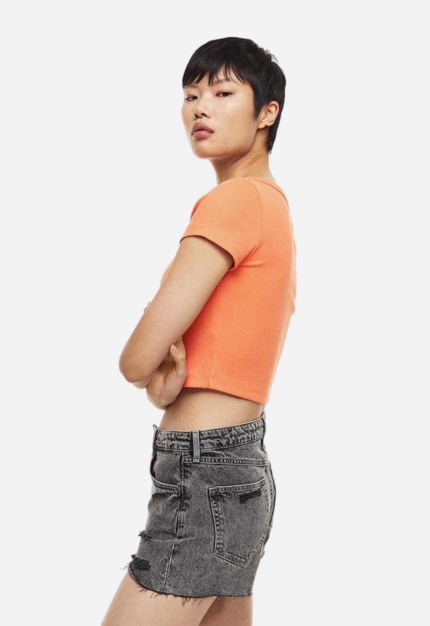 H&M - Ribbed cotton top - orange