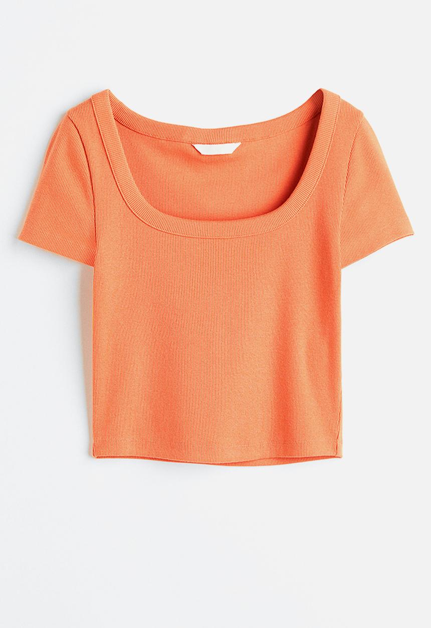 H&M - Ribbed cotton top - orange