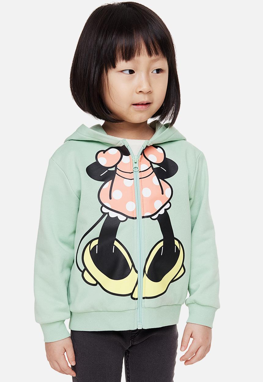 H&M - Printed zip-through hoodie - green,multi