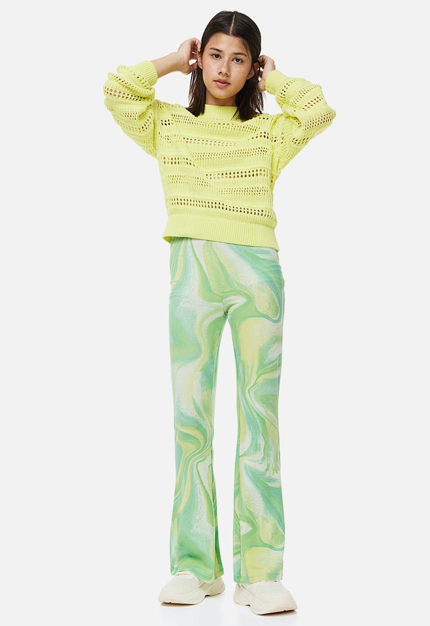 H&M - Flared ribbed leggings - green