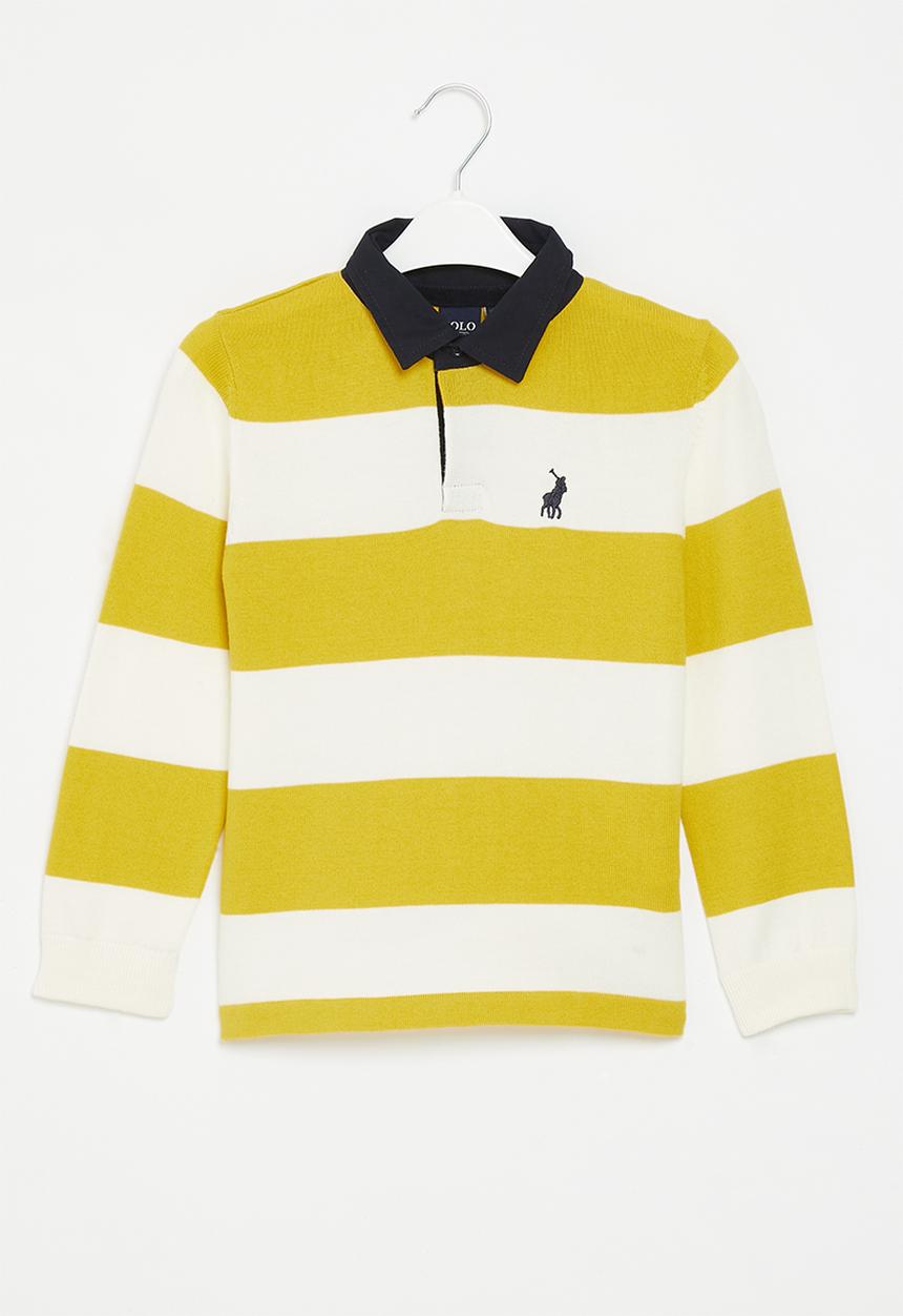 POLO - Boys connor ls knitted stripe golfer - yellow