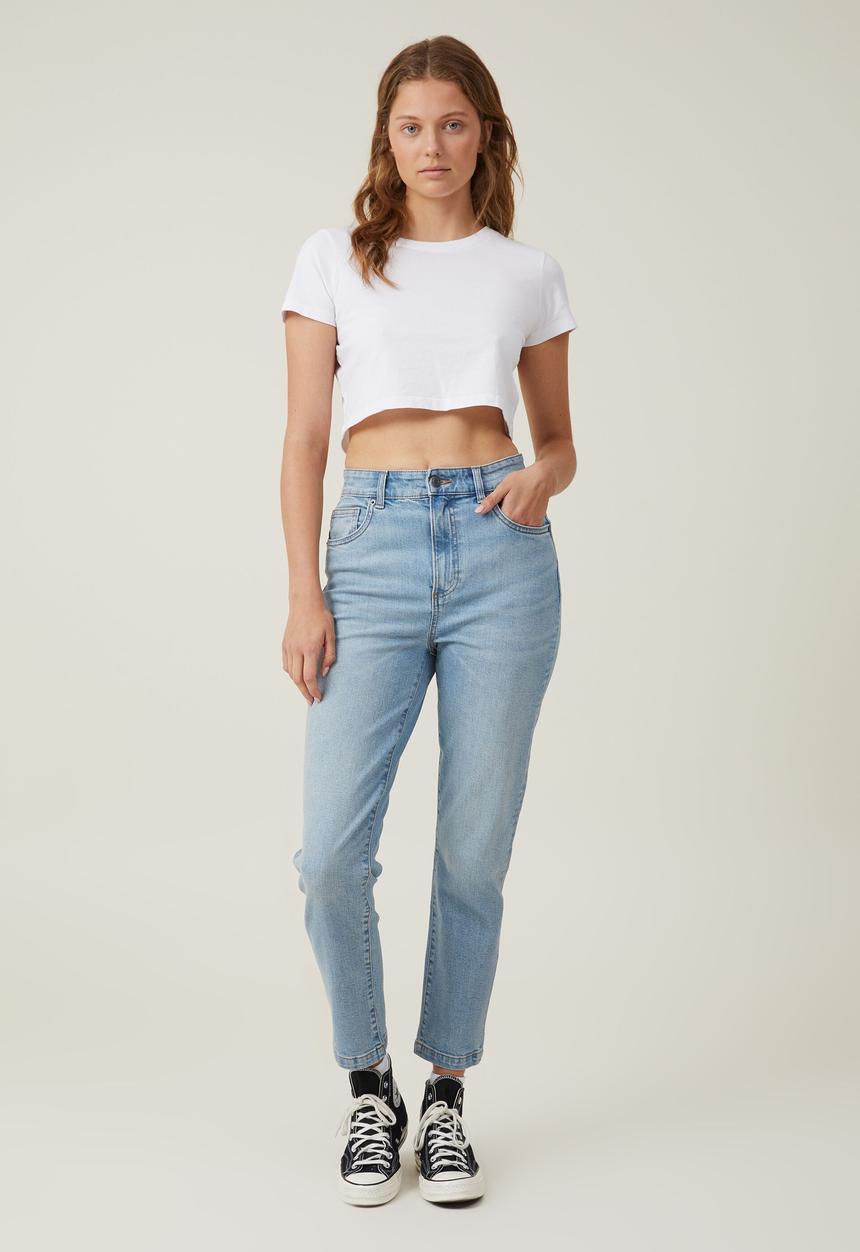 Cotton On - Stretch Mom Jean - Sea Blue